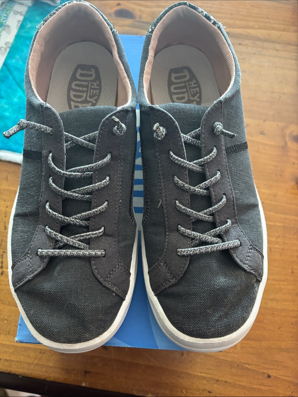 Hey Dude Charcoal Canvas Low-Top Sneakers